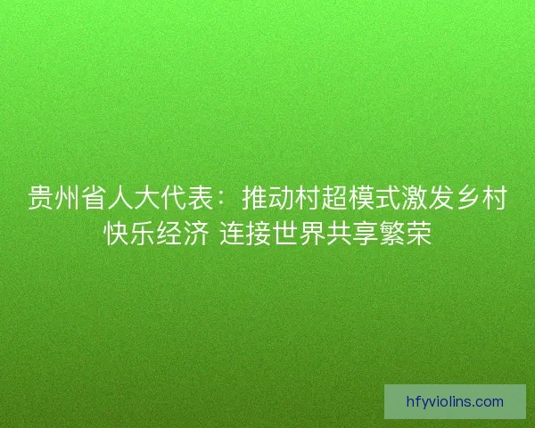 贵州省人大代表：推动村超模式激发乡村快乐经济 连接世界共享繁荣