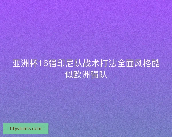 亚洲杯16强印尼队战术打法全面风格酷似欧洲强队