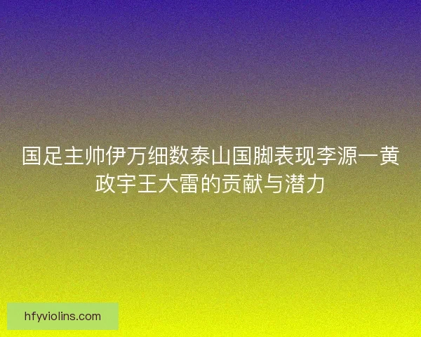 国足主帅伊万细数泰山国脚表现李源一黄政宇王大雷的贡献与潜力