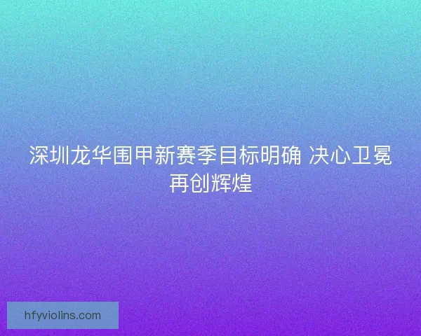 深圳龙华围甲新赛季目标明确 决心卫冕再创辉煌 深圳龙华围甲新赛季目标明确 决心卫冕再创辉煌