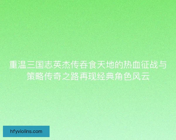 重温三国志英杰传吞食天地的热血征战与策略传奇之路再现经典角色风云